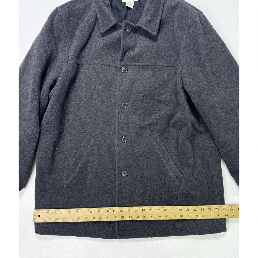 J Crew Quilted Jacket Men's XLT Grey Wool Thinsulate Coat Buttons Pockets VTG